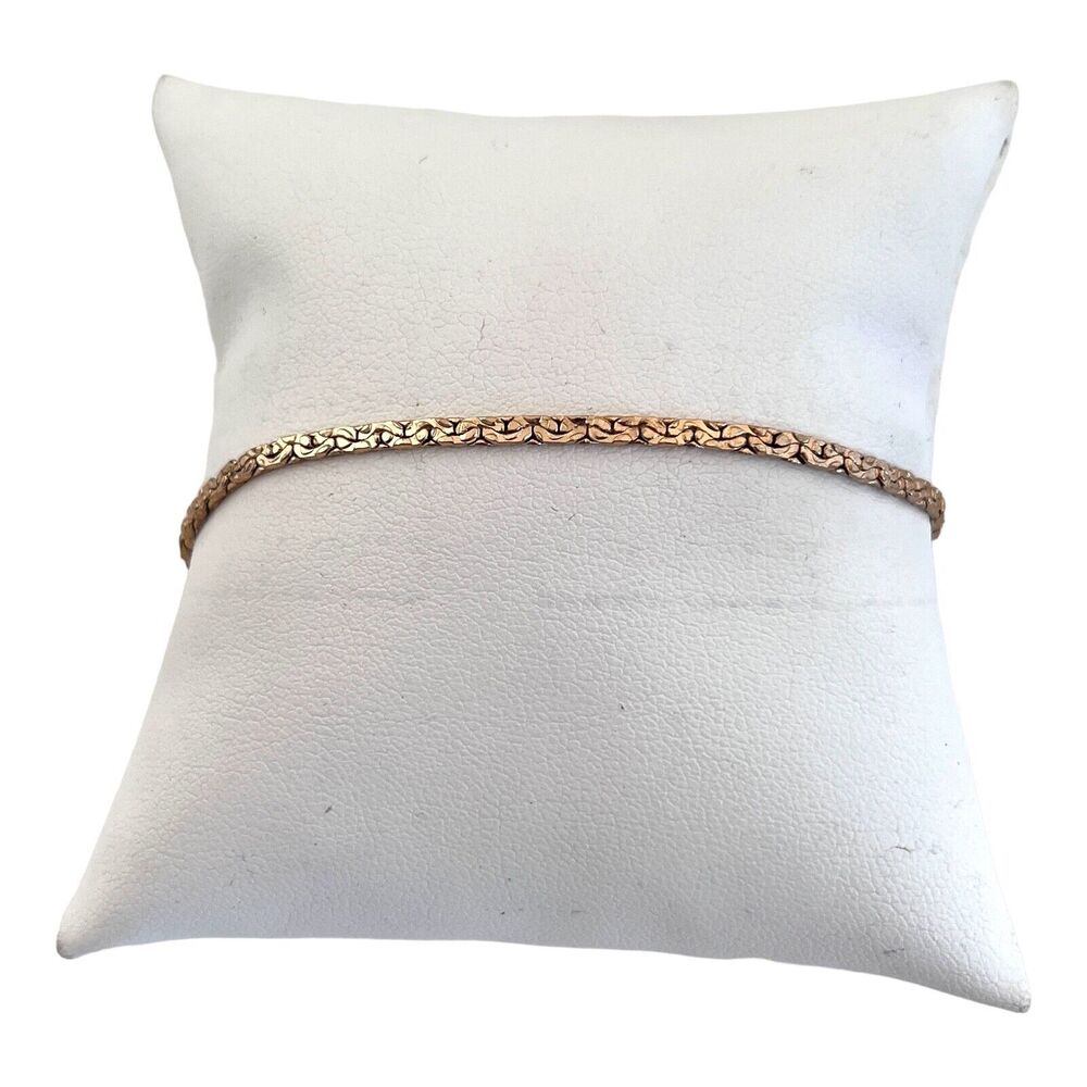 Vintage 1980s Braided Chain Bracelet 14K Gold Plate 7.5 Inch - 6X